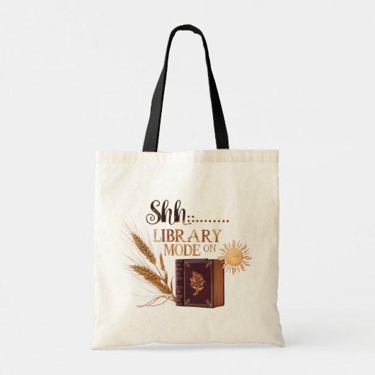 Eco-Friendly "Library Mode On" Canvas Budget Tote Bag (Achterkant)