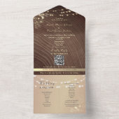 Eco-Friendly Rustic Wood Lights Wedding  All In One Uitnodiging (Binnen)