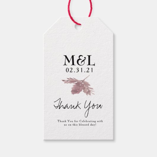 Eco Friendly Wedding Waterverf Botanical Leaf B Cadeaulabel (Voorkant)