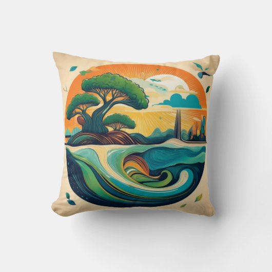Eco-geïnspireerd landschapsontwerp kussen (Voorkant)