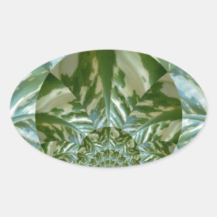 Eco Green Camo Kaleidoscope Art Print Design Ovale Sticker