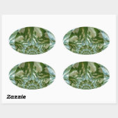 Eco Green Camo Kaleidoscope Art Print Design Ovale Sticker (Vel)