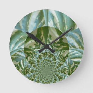 Eco Green Camo Kaleidoscope Art Print Design Ronde Klok