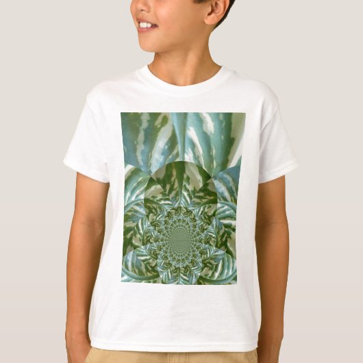 Eco Green Camo Kaleidoscope Art Print Design T-shirt (Voorkant)