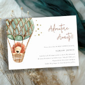 Eco Green Hot Air Ballon Lion Baby shower Uitnodig Bedankkaart