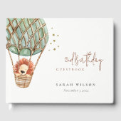 Eco Green Hot Air ballon Lion Magisch Baby shower Gastenboek (Voorkant)