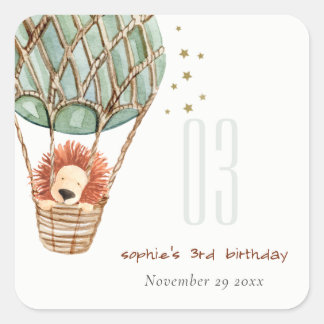Eco Green Hot Air ballon Lion Vierkante Sticker