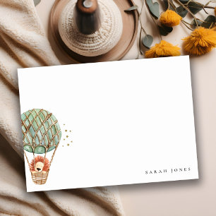 Eco Green Hot Air Ballon Lion Waterverf Kinder Notitiekaartje