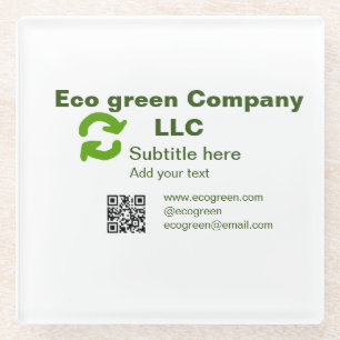 Eco groene bedrijfsnaam q r code website e-mail de glazen onderzetter