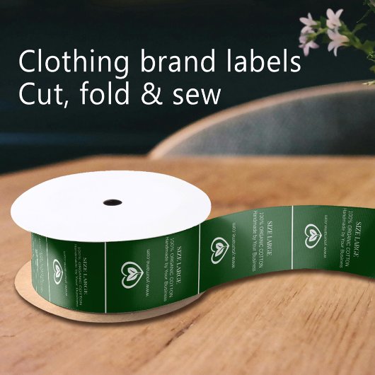 Eco hart logo custom groen wit kledinglabel lint