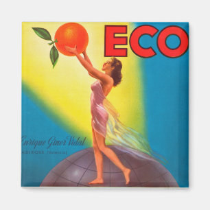  Eco Oranje Etiket Magneet