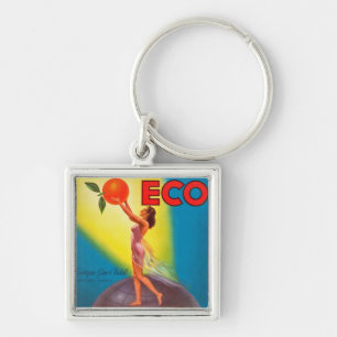 Eco Oranje Etiket Sleutelhanger