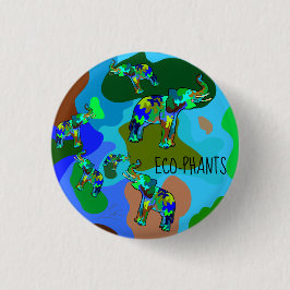 Eco-phants Save the Earth and Elephants Art Ronde Button 3,2 Cm