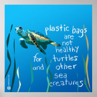 Eco-Poster voor schildpadden (plastic zakken zijn