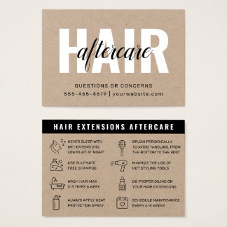 Eco Premium Kraft Hair Extensions nazorg Visitekaartje
