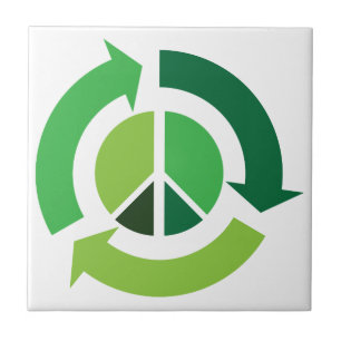 Eco Recycling Peace Symbol - Ecologie Tegeltje