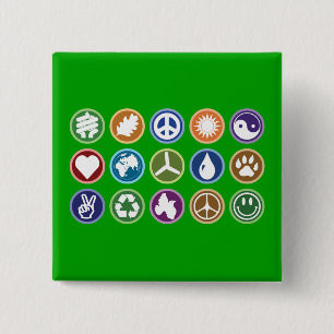 Eco-symbolen Vierkante Button 5,1 Cm