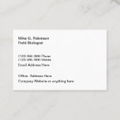 Eco Systems Biologist Visitekaartje (Achterkant)