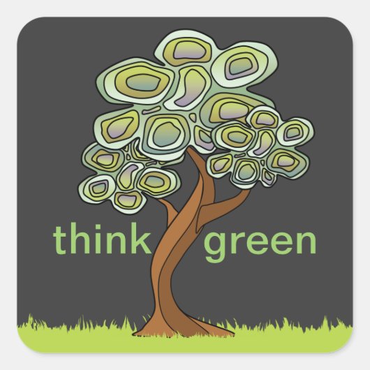 Eco Tree Denk Groene Sticker (Voorkant)