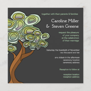 Eco Tree of Life Green Wedding Invitation Kaart