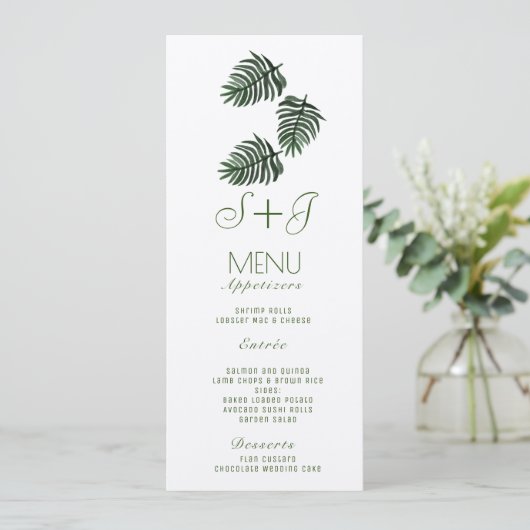 Eco-Tropical Botanique Palm Leaf Drop- Kraft Menu (Debout devant)