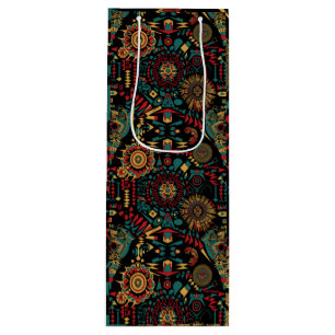 Eco-vriendelijke cyaan "Heritage-Inspired Patterns Wijn Cadeautas