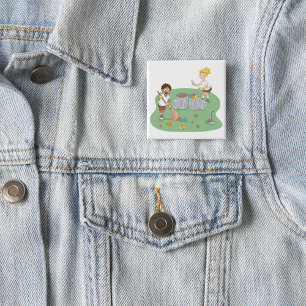 Eco-vriendelijke Kinder schoonmaak camping Recycli Vierkante Button 5,1 Cm