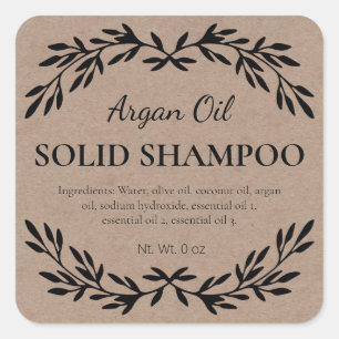 Eco vriendelijke zelfgemaakte solide shampoo label