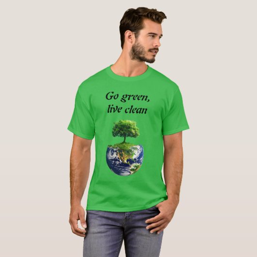 Eco Warrior: Ga groen, Live Clean T-shirt (Voorkant volledig)