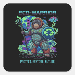 Eco-Warrior Orang-oetan Cyberpunk Beschermer Vierkante Sticker