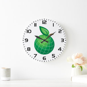Eco Wereldbol Fruit Green Earth Leaf Sphere Grote Klok