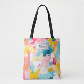 Ecobag met Pastel Brush Strokes Kleurrijk | Draagtas