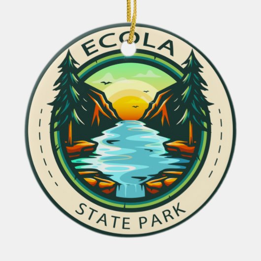 Ecola State Park Oregon Badge Keramisch Ornament (Voorkant)