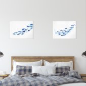 Ecole Bleue de Poisson Aquarelle (Chambre à coucher)