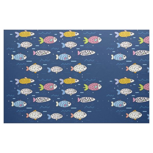 École colorée de tissu de poisson (Fat Quarter)