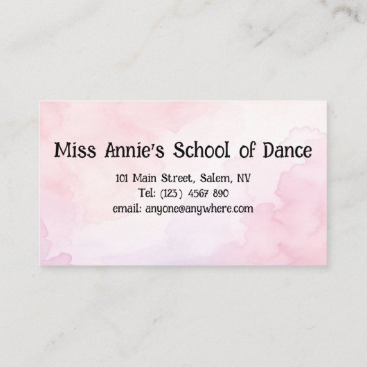 École de Carte de visite de danse (Dos)