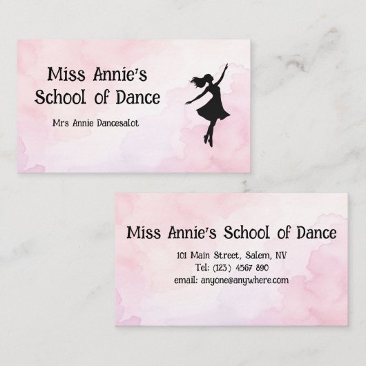 École de Carte de visite de danse (Devant / Derrière)