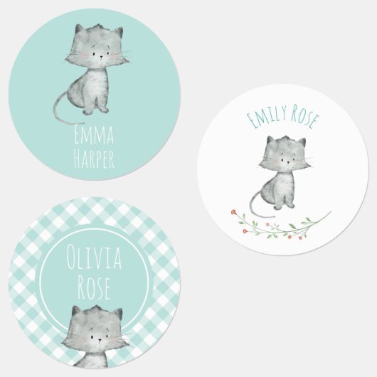 École de chats d'aquarelle Étiquettes de garderie (Groupe)