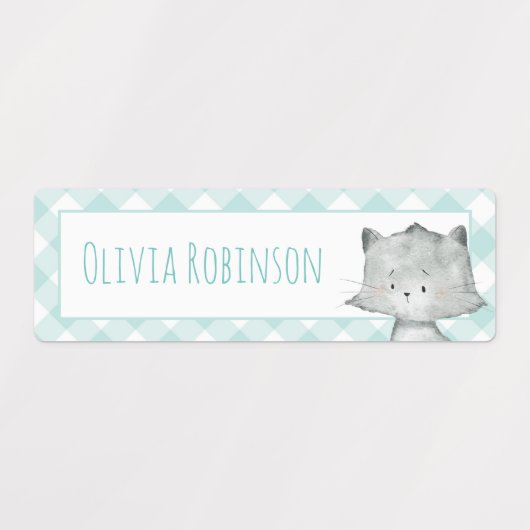 École de chats d'aquarelle Étiquettes de garderie (Design 2)