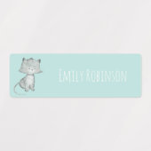 École de chats d'aquarelle Étiquettes de garderie (Design 1)