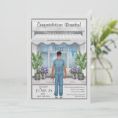 École de médecine Grad Homme Graduation Invitation (Debout devant)