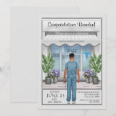 École de médecine Grad Homme Graduation Invitation (Devant / Derrière)