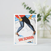 École de ski, homme sur skis, carte postale de voy (Debout devant)