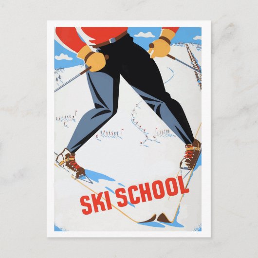 École de ski, homme sur skis, carte postale de voy (Devant)