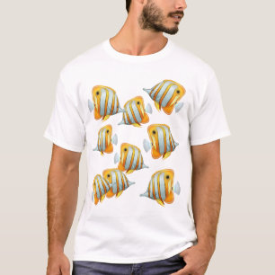 École de T-shirt de poissons de papillon de