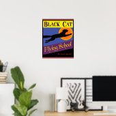 École de vol des chats noirs Affiche vintage Hallo (Bureau à domicile)