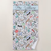 École Doodle mignon Serviette de plage d'été (Devant)