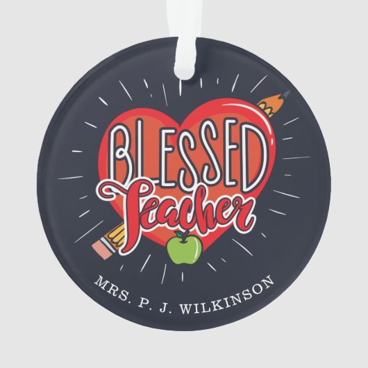 École Enseignant Coeur crayon Pomme personnalisée (dos)