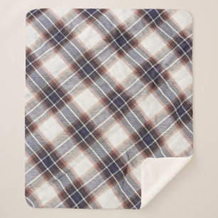 ecologische katoen Gingham in herfstkleuren.  Sherpa Deken