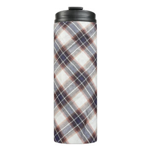 ecologische katoen Gingham in herfstkleuren. Thermosbeker